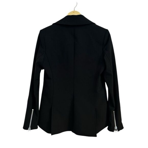 Veronica Beard Black Hadley Neoprene Moto Jacket, Size 10 - Picture 12 of 15